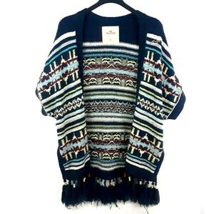 Hollister Girls Geometric Cardigan Belted Sweater Size XS Oversized Wool Blend